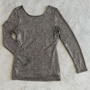 Catherine Malandrino Metallic Gold Print Top New Scoop Neck & Back size M